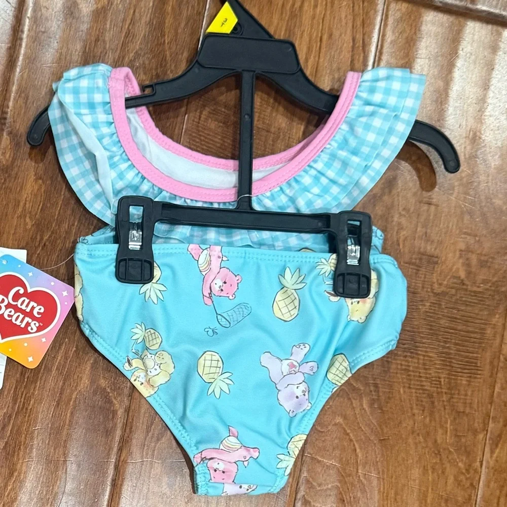 NWT Size 3T Care Bears Blue and Pink Swimsuit with Pineapple Print